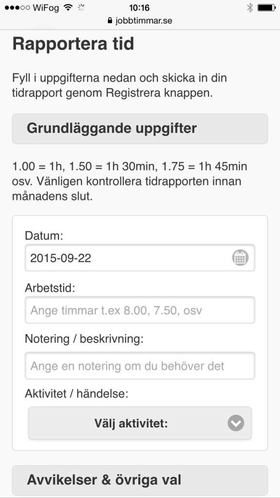 rapportera tid för lön
