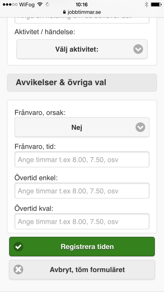 rapportera tid för lön