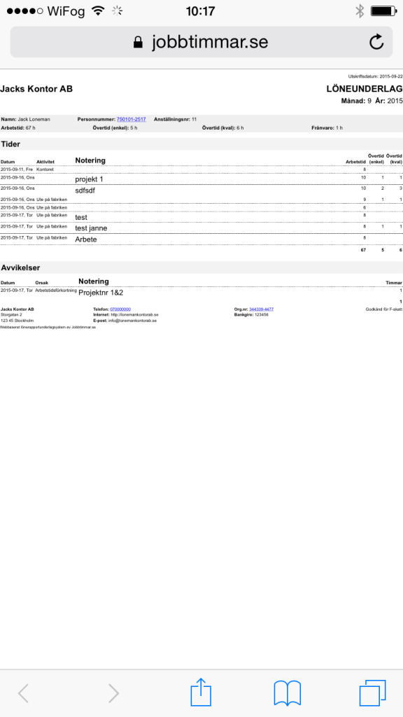 löneunderlag från tider