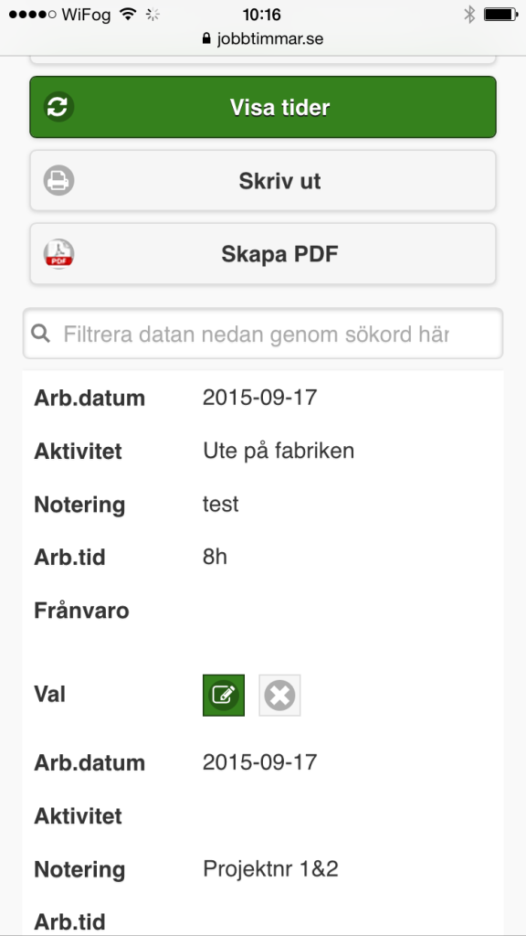 visar tider för löner